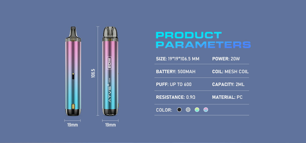 DE020 Dispositivo di sistema Pod Kit preriempito con flusso daria regolabile MTL RDL ATVS Vape